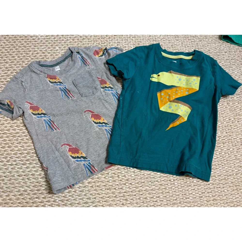 Tea Collection Boys 7 Piece Lot Size 3T Dinosaur Crocodile Plaid Joggers Shirts